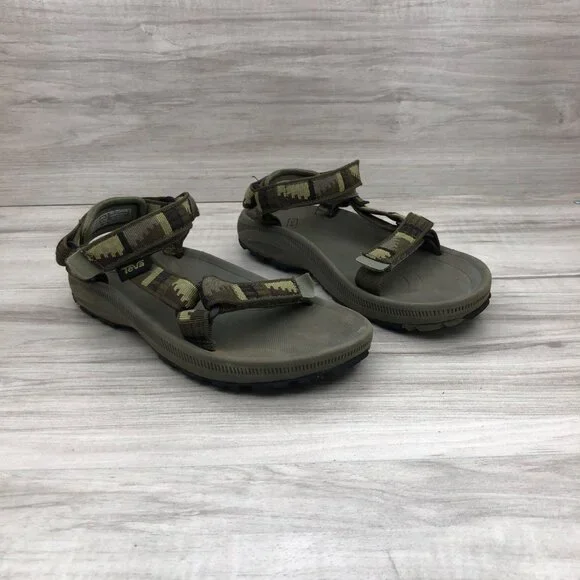 Teva Sandals Kids 2 Hurricane Green Hook and Loop Adjustable Strap Outdoor Shoes - Picture 4 of 11